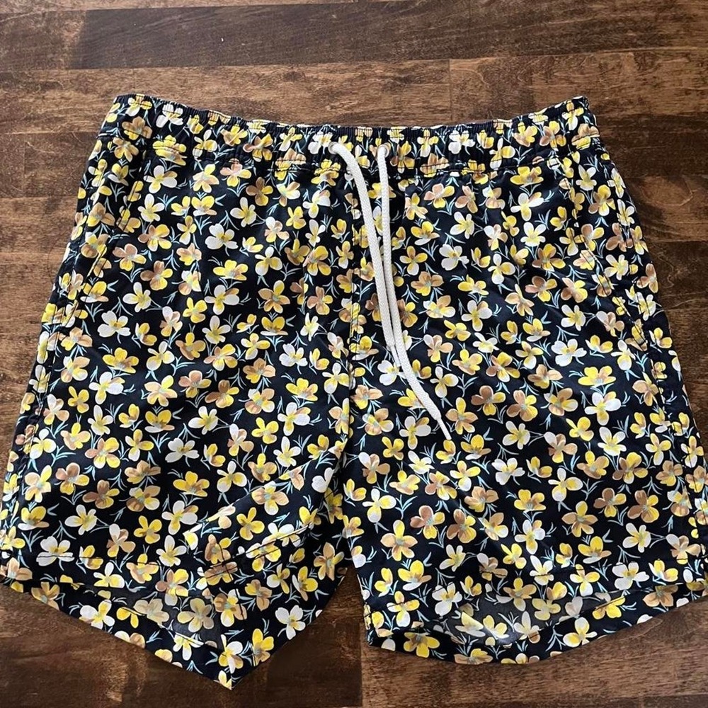 J.Crew floral men's swim trunks Line, coastal beach, comfort